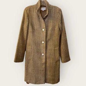 Banana Republic Women’s Mid Length Coat - Tan Color w/Metallic Gold Thread Sz S